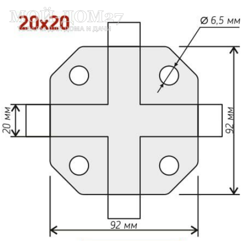 Хомут (крепеж) Краб-система - Х | Мой-Дом27 | Оцинкованный металл толщиной -1,2 мм
Полка - 20 мм
Отверстия - 6,5 мм
Длина - 92 мм. Ширина - 92 мм