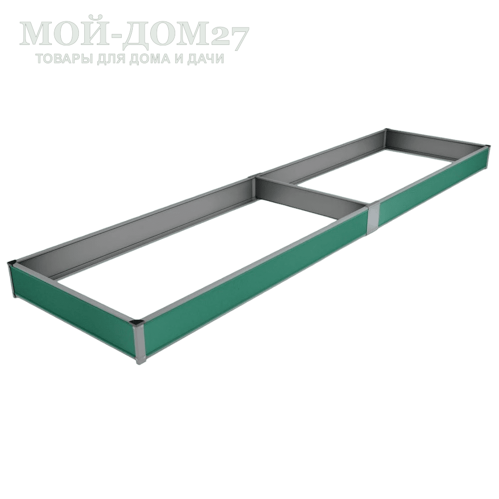Оцинкованная грядка 1х12 метров | Мой-Дом27 | Длина: 12 метров. Ширина: 1 метр. Высота: 0,185 метра<br>
 Используется для грядок на открытом грунте<br>
Материал: Оцинкованная сталь с нанесенным на нее полимерным покрытием зеленого цвета снаружи грядки и белого с внутренней стороны