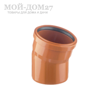 Отвод 15 град. для наруж. канализационной трубы - компания Мой-Дом27