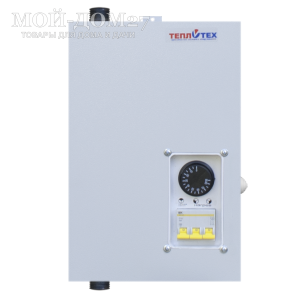 Электрический котел отопления ЭВПн 4,5 кВт | Мой-Дом27 | <b>Общая мощность и каждой ступени:</b> 4,5 кВт (1,5+1,5+1,5 кВт)<br>
 <b>Электропитание:</b> 220 В<br>
 <b>Площадь отапливаемого помещения: </b>45 м2<br>
 <b>Нагревательный элемент: </b>блок ТЭН из нержавеющей стали<br>
 Управление осуществляется посредством автоматов выключателей и термостата для регулирования температуры теплоносителя с диапазоном регулирования от 0°С до 85°С<br>
 Рабочее давление: не более 0,15 Мпа (15 метров водяного столба)<br>
 <b>Диаметр подключения и расположение:</b> 25 мм (сверху и снизу)<br>