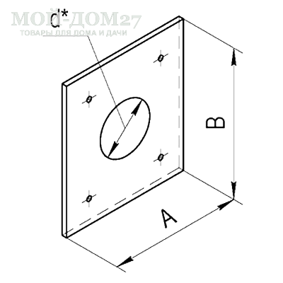 Экран 580х580 мм защитный для ППУ с отверстием 210 мм | Мой-Дом27 | Предназначен для повышения уровня пожарной безопасности. Используется как завершающий элемент проходного узла с отверстием под сэндвич трубу