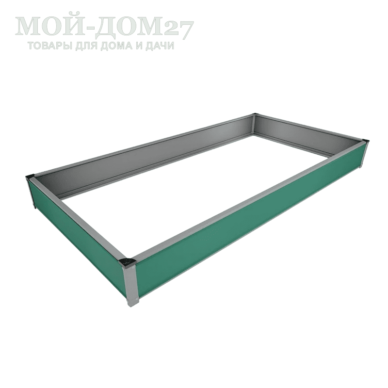 Оцинкованная грядка 1х2 метра | Мой-Дом27 | Длина: 2 метра. Ширина: 1 метр. Высота: 0,185 метра<br>
 Используется для грядок на открытом грунте<br>
Материал: Оцинкованная сталь с нанесенным на нее полимерным покрытием зеленого цвета снаружи грядки и белого с внутренней стороны
