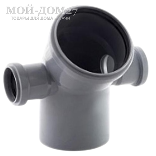 Отвод 45 град. для канализационной трубы 110 мм с выходом | Мой-Дом27 | Отвод 110 мм с углом поворота 45 градусов и выходом 50 мм, используется для создания отводов и изгибов, а также подключения дополнительных элементов и сантехнических устройств канализационных коммуникаций.