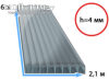 Сотовый поликарбонат 4 мм SOLARIS KREPCHE | Мой-Дом27 Сотовый поликарбонат 4 мм SOLARIS KREPCHE | Мой-Дом27 | Ширина 2,1 метра. Длина 6 метров. Толщина 4 мм. Цвет прозрачный. <br>
 Наличие двойной ультрафиолетовой защиты <br>
 - с лицевой стороны покрыт UV-слоем толщиной 30 мкм и дополнительно добавлен в состав пластика, препятствует разрушению листа под действием ультрафиолета<br>
 Плотность 0,55 кг/м2<br>