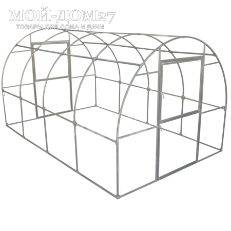 Теплица Трубная 2,5х10 метров с поликарбонатом | Мой-Дом27 | Каркас изготовлен из оцинкованной замкнутой трубы 20*20 мм.<br>
 <b>Ширина - 2,5 метра.</b>&nbsp;Высота - 2,15 метра. Длина - 10 метров.<br>
 Выдерживаемая снеговая нагрузка - 100 кг/м2. Выдерживаемая ветровая нагрузка - до 22 м/с.&nbsp;<br>
 Расстояние между дугами 1 метр.&nbsp;<b>Толщина металла дуг 1,2 мм.</b>&nbsp;Ширина двери 0,96 метра.<br>