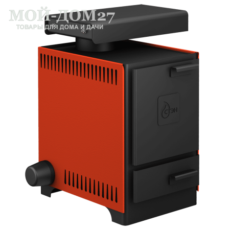 Твердотопливный котел СТЭН mini 7 | Мой-Дом27 | Мощность 7 кВт (отапливаемая площадь до 70 м2)<br>
Котёл предназначен для работы на твёрдом топливе, с резьбовым фланцем для установки блока ТЭНов, рабочее давление в котле 1кгс/см2. Боковые декоративные панели - съемные