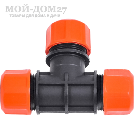 Тройник цанговый ЖУК 1/2" | Мой-Дом27 | <b>Материал:</b> пластик <br>
 <b>Диаметр:</b> шланг 1/2 <br>
 <b>Применение:</b> для разветвления шлангов диаметром 1/2-1/2-1/2<br>
