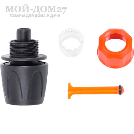 Коннектор ЖУК 1/2” с аквастопом | Мой-Дом27 | Используется для быстрого подключения шланга диаметром 1/2" без отключения подачи воды с любым устройством, оборудованным адаптером, без усилий, инструментов или дополнительных крепежных элементов (например, хомутов).