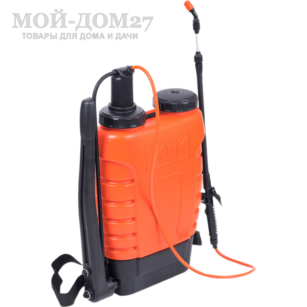 Опрыскиватель ранцевый 12 л. ЖУК классик (ОГ-112) | Мой-Дом27 Опрыскиватель ранцевый 12 л. ЖУК классик (ОГ-112) | Мой-Дом27 | Бак, объемом 12 л, позволяет обрабатывать большие по площади участки, а универсальная конструкция предусматривает возможность переоборудования опрыскивателя для работы как правой, так и левой рукой.<br>
 Удобные плечевые ремни снимают напряжение в спине во время работы.<br>
 Расход рабочей жидкости 0,6-0,8 л/мин<br>
Регулировка распыла: от струи до тумана