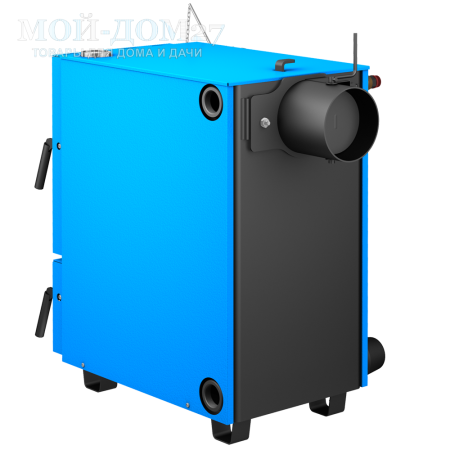 Твердотопливный котел КОБАЛЬТ 15 | Мой-Дом27 | Мощность 15 кВт (отапливаемая площадь до 150 м2)<br>
Котёл предназначен для работы на твёрдом топливе, с резьбовым фланцем для установки блока ТЭНов, рабочее давление в котле 3 кгс/см2.
