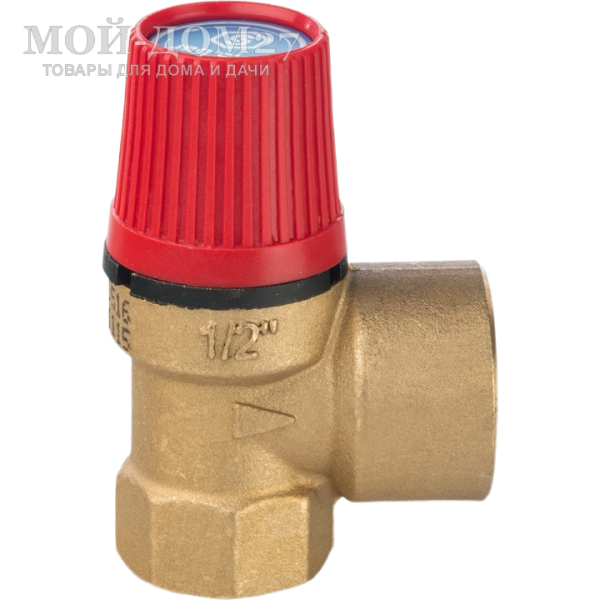 Предохранительный клапан 15 x 1/2 STOUT | Мой-Дом27 | Предназначен для отвода избытка теплоносителя при превышении в системе отопления давления настройки<br>
 Максимальное давление в системе приводящее к срабатыванию: 1,5 bar<br>
Пропускная способность клапана (Kvs): 0,57 м3/ч
