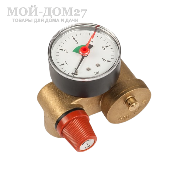 Группа безопасности котла 1” - 3/4” Компакт | Мой-Дом27 | Комплексная защита закрытой системы отопления от превышения максимально допустимого рабочего давления и отвода из неё воздуха, пара, газов<br>
 Диаметр подключения: 1"<br>
Диаметр сливного отверстия предохранительного клапана: 3/4"