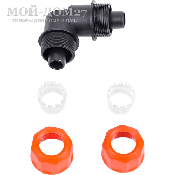 Уголок цанговый ЖУК 1/2" | Мой-Дом27 Уголок цанговый ЖУК 1/2" | Мой-Дом27 | <b>Материал:</b> пластик <br>
 <b>Диаметр:</b> шланг 1/2 <br>
 <b>Применение: </b>для разветвления шлангов диаметром 1/2-1/2<br>