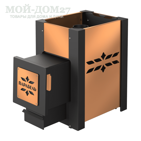 Печь-Каменка банная Парабель-18К | Мой-Дом27 | Печь банная «Парабель К» – новинка, печь с кожухом-конвектором и открытой каменкой, для использования в частных банях. Предназначена для нагрева воздуха в бане, и получения сухого или влажного пара (режимы "русская баня" и "финская сауна").<br>
 Объем парилки: до 18 м3<br>
 Топливо: сухие дрова, древесные брикеты<br>