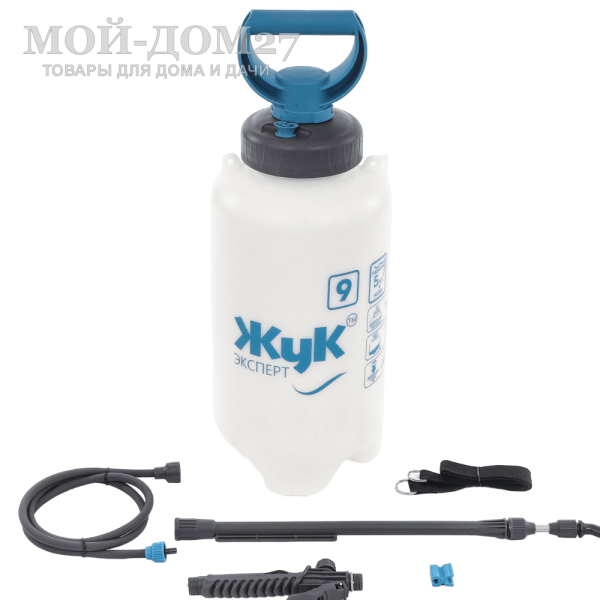 Опрыскиватель пневматический 9 л. ЖУК эксперт (ОП-280) | Мой-Дом27 | В 1.5 раза более производительная помпа.<br>
 Широкая заливная горловина (диаметр 105 мм), благодаря которой опрыскиватель удобно мыть и в него заливать растворы.<br>
Нижний забор жидкости, позволяющий использовать весь объём — без остатка.