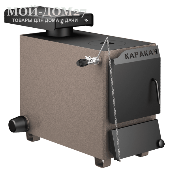 Твердотопливный котел КАРАКАН 12 ТПЭ-3 | Мой-Дом27 | Мощность 12 кВт (отапливаемая площадь до 120 м2)<br>
Котёл предназначен для работы на твёрдом топливе, имеет варочную плиту, с резьбовым фланцем для установки блока ТЭНов, рабочее давление в котле 3 кгс/см2.