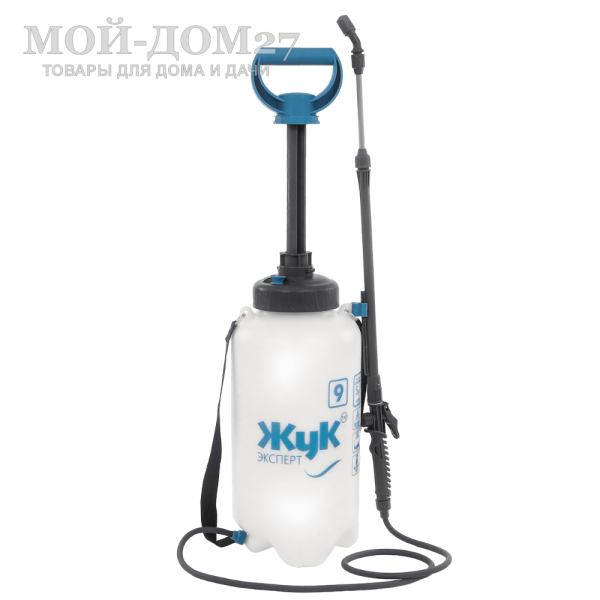Опрыскиватель пневматический 9 л. ЖУК эксперт (ОП-280) | Мой-Дом27 | В 1.5 раза более производительная помпа.<br>
 Широкая заливная горловина (диаметр 105 мм), благодаря которой опрыскиватель удобно мыть и в него заливать растворы.<br>
Нижний забор жидкости, позволяющий использовать весь объём — без остатка.