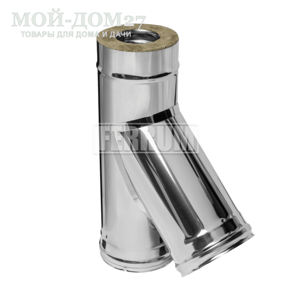 Тройник-сэндвич угол 135(45)° 150х210 мм (430/0,8) | Мой-Дом27 Тройник-сэндвич угол 135(45)° 150х210 мм (430/0,8) | Мой-Дом27 | Предназначен для изменения направления дымового канала, используется в местах присоединения теплогенерирующего аппарата к основному каналу. Выполняет функцию очистного приспособления, облегчает обслуживание дымохода.