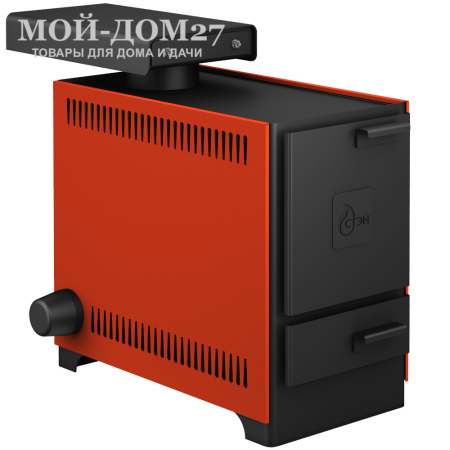 Твердотопливный котел СТЭН mini 11 | Мой-Дом27 | Мощность 11 кВт (отапливаемая площадь до 100 м2)<br>
Котёл предназначен для работы на твёрдом топливе, с резьбовым фланцем для установки блока ТЭНов, рабочее давление в котле 1кгс/см2. Боковые декоративные панели - съемные