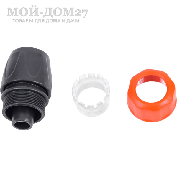 Коннектор ЖУК 3/4” | Мой-Дом27 Коннектор ЖУК 3/4” | Мой-Дом27 | Используется для быстрого подключения шланга диаметром 3/4" с любым устройством, оборудованным адаптером, без усилий, инструментов или дополнительных крепежных элементов (например, хомутов).<br>
Соединение получается надежным и герметичным.