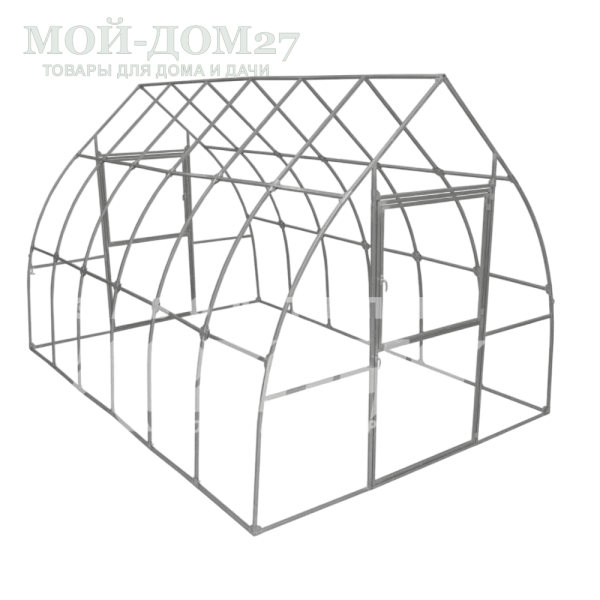 Каркас теплицы 2,7х4 Каплевидная | Мой-Дом27 | Каркас изготовлен из оцинкованной замкнутой трубы 20*20 мм.<br>
 Ширина - 2,7 метра. Высота - 2,5 метра. Длина 4 метра. <br>
 Выдерживаемая снеговая нагрузка - 150 кг/м2. Выдерживаемая ветровая нагрузка - до 25 м/с. <br>
 Расстояние между дугами 1 метр. Толщина металла 1 мм. <b>Форма - капелька</b><br>