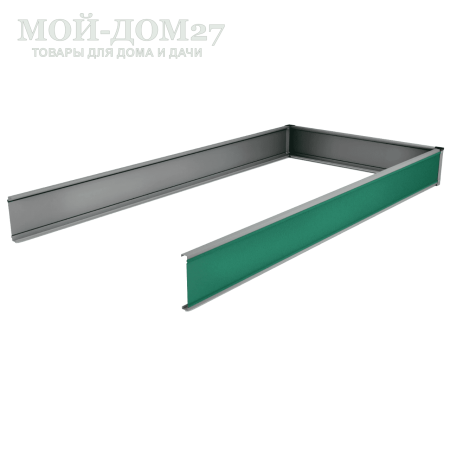 Оцинкованная грядка 1х6 метров | Мой-Дом27 | Длина: 6 метров. Ширина: 1 метр. Высота: 0,185 метра<br>
 Используется для грядок на открытом грунте<br>
Материал: Оцинкованная сталь с нанесенным на нее полимерным покрытием зеленого цвета снаружи грядки и белого с внутренней стороны