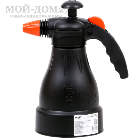 Опрыскиватель ручной 1,2 л. ЖУК оптима (ОП-230) | Мой-Дом27 | Пневматический ручной опрыскиватель - литьевой бак с "головой", в которую встроен насос и распылитель&nbsp;<br>
 <u>Радиус распыла</u>:&nbsp;от 10 до 400 мм<br>
 <u>Регулировка распыла</u>:&nbsp;от струи до тумана<br>