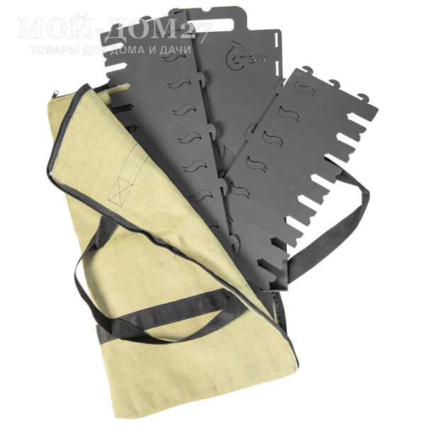 Большой мангал СТЭН (разборный) | Мой-Дом27 | Удобный мангал, на котором можно использовать шампуры, решетку для барбекю и вертел. Большая толщина стенок (3-миллиметровая сталь) уменьшает деформацию металла и увеличивает срок службы мангала, а также делает жар углей более равномерным. Имеются пазы для установки вертела. Дополнительно комплектуется сумкой.