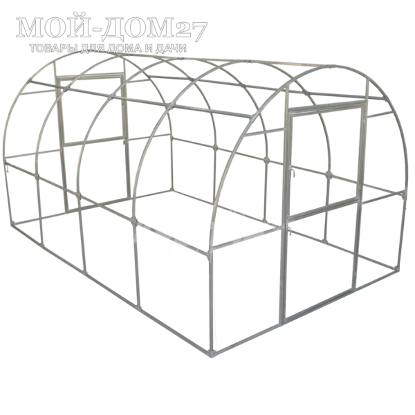 Теплица Трубная 2,5х6 метров с поликарбонатом | Мой-Дом27 | Каркас изготовлен из оцинкованной замкнутой трубы 20*20 мм.<br>
 <b>Ширина - 2,5 метра.</b>&nbsp;Высота - 2,15 метра. Длина - 6 метров.<br>
 Выдерживаемая снеговая нагрузка - 100 кг/м2. Выдерживаемая ветровая нагрузка - до 22 м/с.&nbsp;<br>
 Расстояние между дугами 1 метр.&nbsp;<b>Толщина металла дуг 1,2 мм.</b>&nbsp;Ширина двери 0,96 метра.<br>