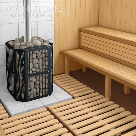 Печь-Каменка банная Парабель-12 | Мой-Дом27 | Простая и удобная модель. Прочный декоративный корпус из стали; чугунные колосники. Установка корпуса в парилке с выходом предтопочного пространства в смежное помещение.<br>
 Объем парилки: до 12 м3<br>
 Топливо: сухие дрова, древесные брикеты<br>