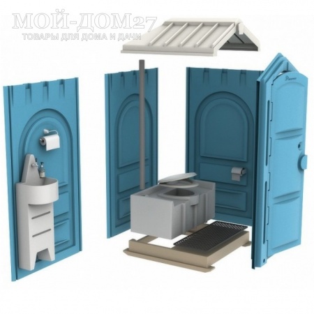 Туалетная кабина (БиоКабина) ЛЮКС | Мой-Дом27 | Предназначена для эксплуатации на открытом воздухе в качестве туалета общественного или личного пользования.<br>
 <b>Кабина обладает повышенной прочностью </b>- комплектуется двухслойной лицевой панелью с цельнопетельной конструкцией двери (антивандальный эффект).<br>
 <b>Емкость накопительного бака 250 л.</b><br>
 <b>Поставляется в разобранном виде.</b><br>
 <b>Дополнительное оборудование (в комплекте):</b><br>
 - полотенцедержатель;<br>
 - диспенсер для мыла;<br>
 - блок умывальника (30 л.) с ножной помпой;<br>
 - мягкое сиденье с крышкой.<br>