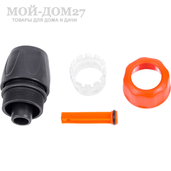 Коннектор ЖУК 3/4” с аквастопом | Мой-Дом27 | Используется для быстрого подключения шланга диаметром 3/4" без отключения подачи воды с любым устройством, оборудованным адаптером, без усилий, инструментов или дополнительных крепежных элементов (например, хомутов).