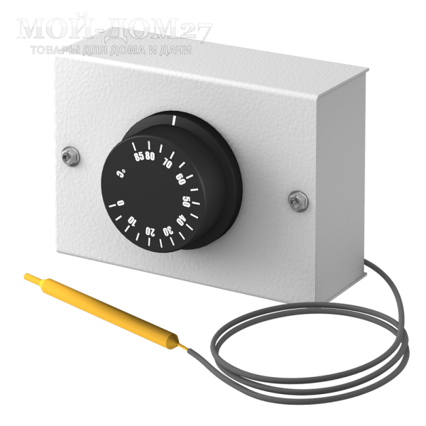 Терморегулятор РТН-10 на теплоноситель | Мой-Дом27 Терморегулятор РТН-10 на теплоноситель | Мой-Дом27 | Терморегуляторы РТН-10 (регуляторы температуры накладные с выносным датчиком) предназначены для поддержания заданной температуры теплоносителя на контролируемом участке отопительной магистрали. Терморегулятор автоматически размыкает и замыкает электрическую цепь питания исполнительного элемента, например, циркуляционного насоса, нагревательного элемента или запуска электроклапанов. 
Собственное энергопотребление терморегулятора отсутствует.