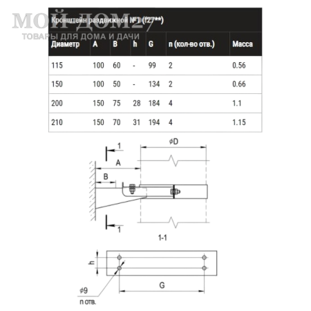 Хомут стеновой D210 раздвижной | Мой-Дом27 | Стеновой раздвижной кронштейн для монтажа дымохода Ferrum диаметром 210 мм, применятся для надежного крепления труб.