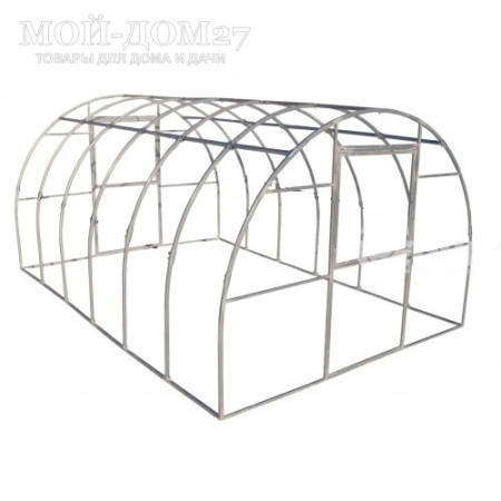Теплица Дачница Усиленная 12 метров с поликарбонатом | Мой-Дом27 | Каркас изготовлен из оцинкованной замкнутой трубы 30*20 мм.<br>
 Ширина - 3 метра. Высота - 2,1 метра. Длина 12 метров.<br>
 Выдерживаемая снеговая нагрузка - 80 кг/м2. Выдерживаемая ветровая нагрузка - до 15 м/с.<br>
 <b>Расстояние между дугами 0,65 метра</b>.&nbsp;Толщина металла 1&nbsp;мм