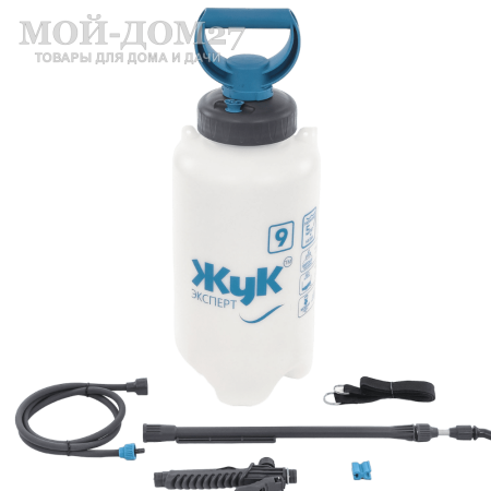 Опрыскиватель пневматический 9 л. ЖУК эксперт (ОП-280) | Мой-Дом27 | В 1.5 раза более производительная помпа.<br>
 Широкая заливная горловина (диаметр 105 мм), благодаря которой опрыскиватель удобно мыть и в него заливать растворы.<br>
Нижний забор жидкости, позволяющий использовать весь объём — без остатка.