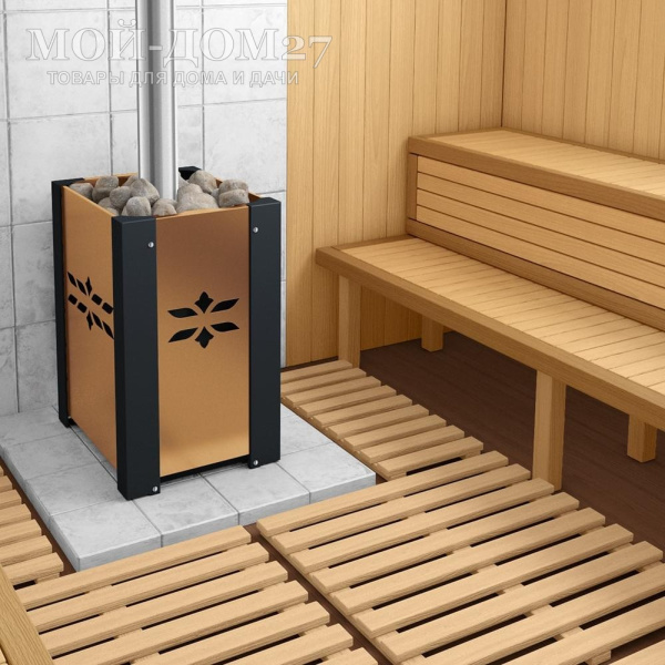 Печь-Каменка банная Парабель-14К | Мой-Дом27 | Печь банная «Парабель К» – новинка, печь с кожухом-конвектором и открытой каменкой, для использования в частных банях. Предназначена для нагрева воздуха в бане, и получения сухого или влажного пара (режимы "русская баня" и "финская сауна").<br>
 Объем парилки: до 14 м3<br>
 Топливо: сухие дрова, древесные брикеты<br>