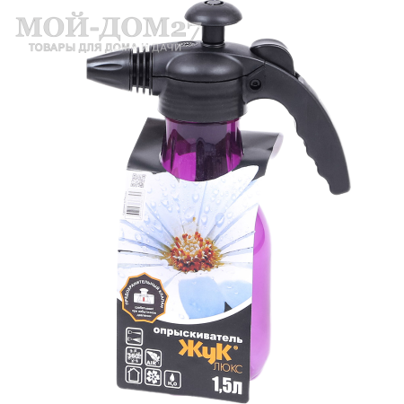 Опрыскиватель ручной 1,5 л. ЖУК люкс (ОП-270) | Мой-Дом27 Опрыскиватель ручной 1,5 л. ЖУК люкс (ОП-270) | Мой-Дом27 | Пневматический ручной опрыскиватель - выдувной бак с "головой", в которую встроен насос и распылитель <br>
 <u>Радиус распыла</u>: от 10 до 400 мм<br>
 <u>Регулировка распыла</u>: от струи до тумана<br>