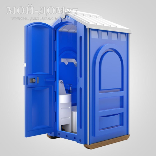 Туалетная кабина (БиоКабина) ЛЮКС | Мой-Дом27 | Предназначена для эксплуатации на открытом воздухе в качестве туалета общественного или личного пользования.<br>
 <b>Кабина обладает повышенной прочностью </b>- комплектуется двухслойной лицевой панелью с цельнопетельной конструкцией двери (антивандальный эффект).<br>
 <b>Емкость накопительного бака 250 л.</b><br>
 <b>Поставляется в разобранном виде.</b><br>
 <b>Дополнительное оборудование (в комплекте):</b><br>
 - полотенцедержатель;<br>
 - диспенсер для мыла;<br>
 - блок умывальника (30 л.) с ножной помпой;<br>
 - мягкое сиденье с крышкой.<br>