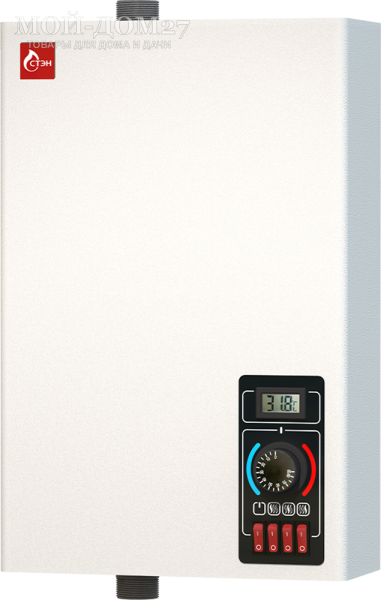 Электрический котел СТЭН Стандарт 15 кВт | Мой-Дом27 | <b>Общая мощность&nbsp;и каждой ступени:</b> 15 кВт (5+5+5 кВт)<br>
 <b>Электропитание:</b> 380 В<br>Цифровое табло<br>
 <b>Площадь отапливаемого помещения: </b>150 м2<br>
 <b>Нагревательный элемент: </b>блок ТЭН из нержавеющей стали<br>
 <b>Рабочее давление:</b> не более 0,45 Мпа (45 метров водяного столба)<br>
 <b>Диаметр подключения и расположение:</b> 32 мм (сверху и снизу)<br>