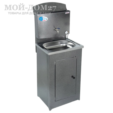 Умывальник с подогревом (Серебро) нерж. мойка | Мой-Дом27 | Объем бака – 17 литров с нагревателем мощностью 1,25 кВт Время нагрева до 60 градусов – 30 минут<br>
 Материал умывальника – сталь толщиной 0,7 мм<br>
 Мойка – нержавеющая сталь<br>
 Кран – металлический<br>
Поставляется в разобранном виде, в коробке 80*54*20 см с ручками