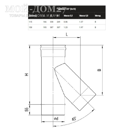 Тройник-К угол 135(45)° 150 мм (430/0,8) | Мой-Дом27 Тройник-К угол 135(45)° 150 мм (430/0,8) | Мой-Дом27 | Предназначен для изменения направления дымового канала, используется в местах присоединения теплогенерирующего аппарата к основному каналу. Выполняет функцию очистного приспособления, облегчает обслуживание дымохода.