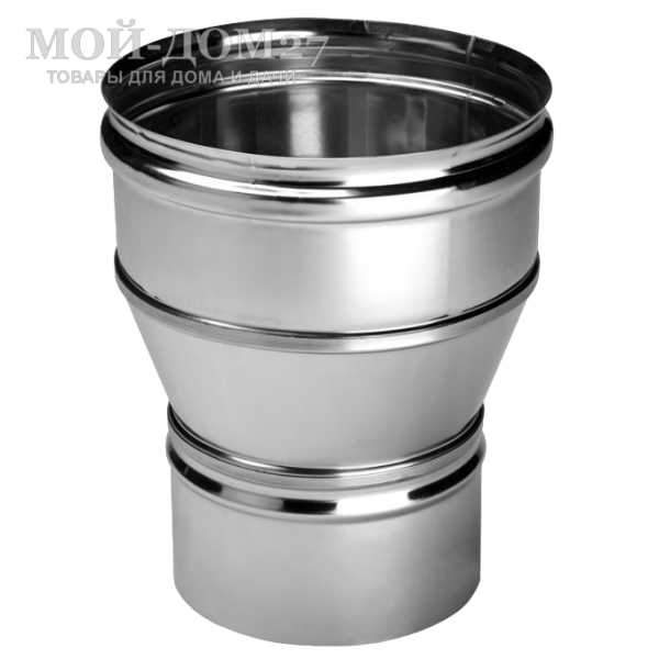 Переходник для дымохода 115П-150М | Мой-Дом27 | Предназначен для соединения дымоходов разного диаметра 115 мм и 150 мм. Тип соединения у переходника папа-мама