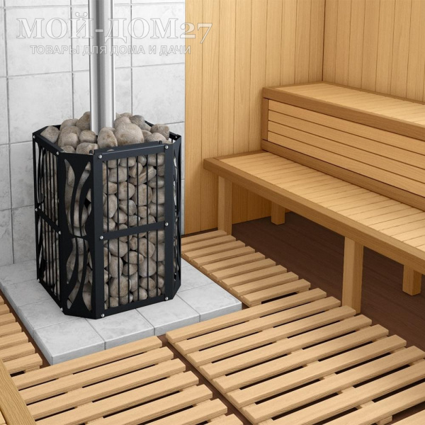 Печь-Каменка банная Парабель-16 | Мой-Дом27 | Простая и удобная модель. Прочный декоративный корпус из стали; чугунные колосники. Установка корпуса в парилке с выходом предтопочного пространства в смежное помещение.<br>
 Объем парилки: до 16 м3<br>
 Топливо: сухие дрова, древесные брикеты<br>