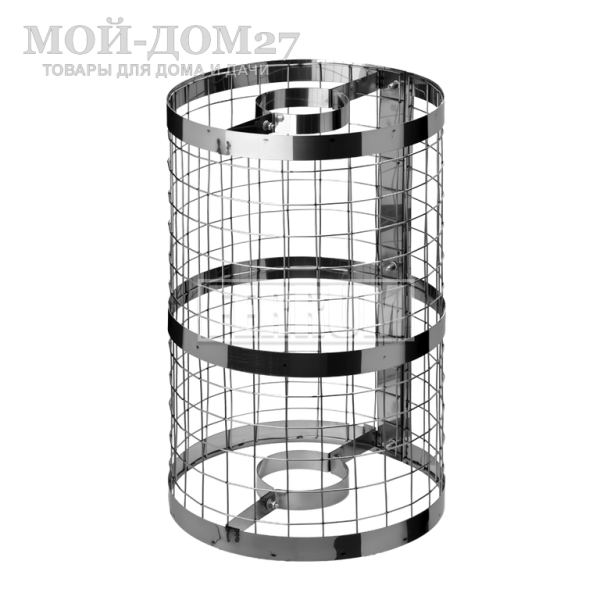 Сетка на трубу для камней D100-130 | Мой-Дом27 | Устанавливается сверху банной печи на дымоходную трубу. Предназначена для увеличения объема закладываемых камней, способна вместить 40 кг камней. 