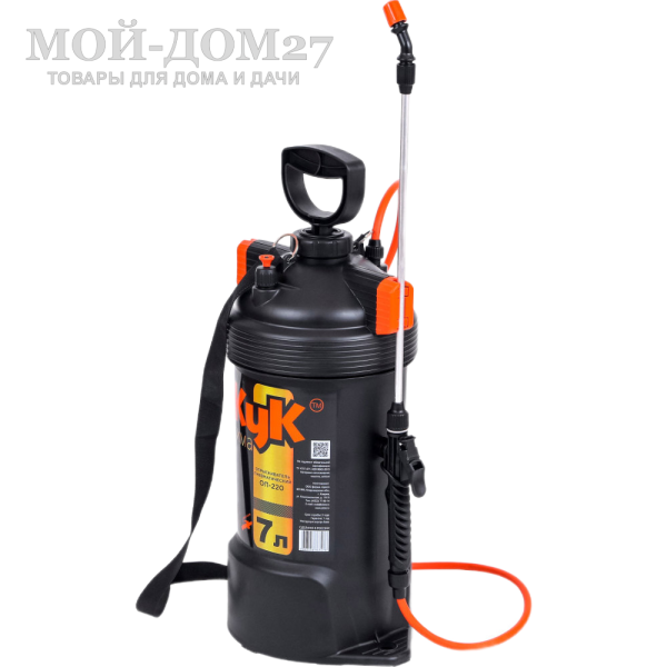 Опрыскиватель пневматический 7 л. ЖУК оптима (ОП-220) | Мой-Дом27 | Объем бака: 7 л.<br>
 Диаметр заливной горловины: 265 мм<br>
 Тип брандспойта: Не телескопический 650 мм<br>
 Рабочее давление 2,3±0,3 атм<br>
 Расход рабочей жидкости 0,6-0,8 л/мин<br>
Регулировка распыла: от струи до тумана