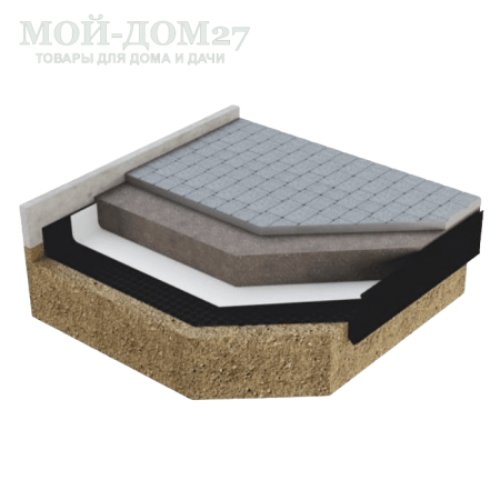 Профилированная мембрана ГЕО | Мой-Дом27 | Благодаря своей двухслойной структуре (дренажным каналам с термоскрепленным геотекстилем) мембрана обеспечивает высокую водопропускную способность.<br>
Применяется для организации вертикального пристенного дренажа, дренажа в эксплуатируемых и "зеленых" кровлях, дренажа в дорожках, отмостках и площадках.