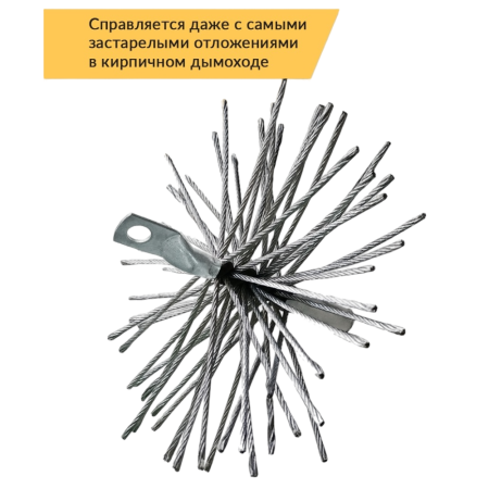 Гибкий подход - Ёрш металлический для чистки кирпичного дымохода 150 мм | Мой-Дом27 | Применяется для чистки кирпичных и асбестовых дымоходов, т.к. легко справляется смолистыми соединениями, которые может содержать сажа.
Материал: металл.
Диаметр: 150 мм.