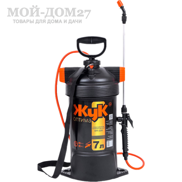 Опрыскиватель пневматический 7 л. ЖУК оптима (ОП-220) | Мой-Дом27 Опрыскиватель пневматический 7 л. ЖУК оптима (ОП-220) | Мой-Дом27 | Объем бака: 7 л.<br>
 Диаметр заливной горловины: 265 мм<br>
 Тип брандспойта: Не телескопический 650 мм<br>
 Рабочее давление 2,3±0,3 атм<br>
 Расход рабочей жидкости 0,6-0,8 л/мин<br>
Регулировка распыла: от струи до тумана
