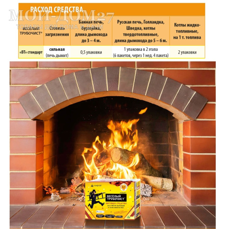 Порошок Веселый трубочист Стандарт для чистки дымохода и котла | Мой-Дом27 | Средство «Веселый трубочист» представляет собой 100% катализатор, который способствует полному сгоранию сажи и копоти в дымоходах.
«Веселый трубочист» - инновационная разработка, не имеющая аналогов по своим свойствам. 10 пакетиков в упаковке по 4,5 г.
